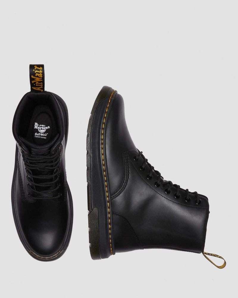 Dr Doc Martens Crewson Classic Cuero Everyday Boots Negros | FA43-Z3OH