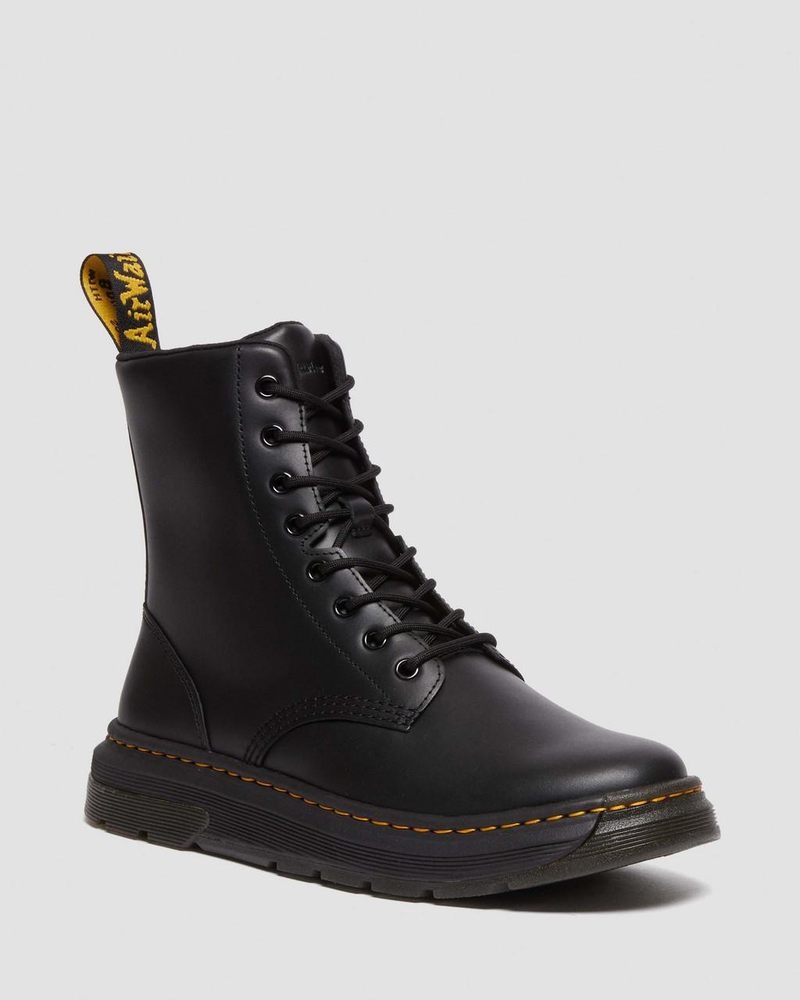 Dr Doc Martens Crewson Classic Cuero Everyday Boots Negros | FA43-Z3OH