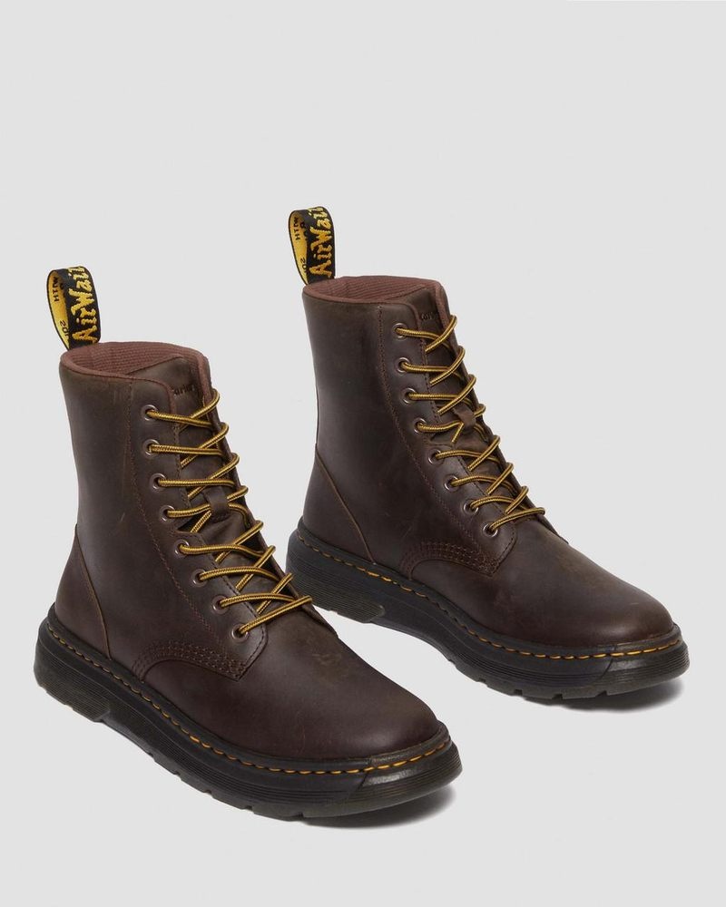 Dr Doc Martens Crewson Crazy Horse Cuero Everyday Boots (Crazy Horse) Marrom Oscuro | RX78-A2CK