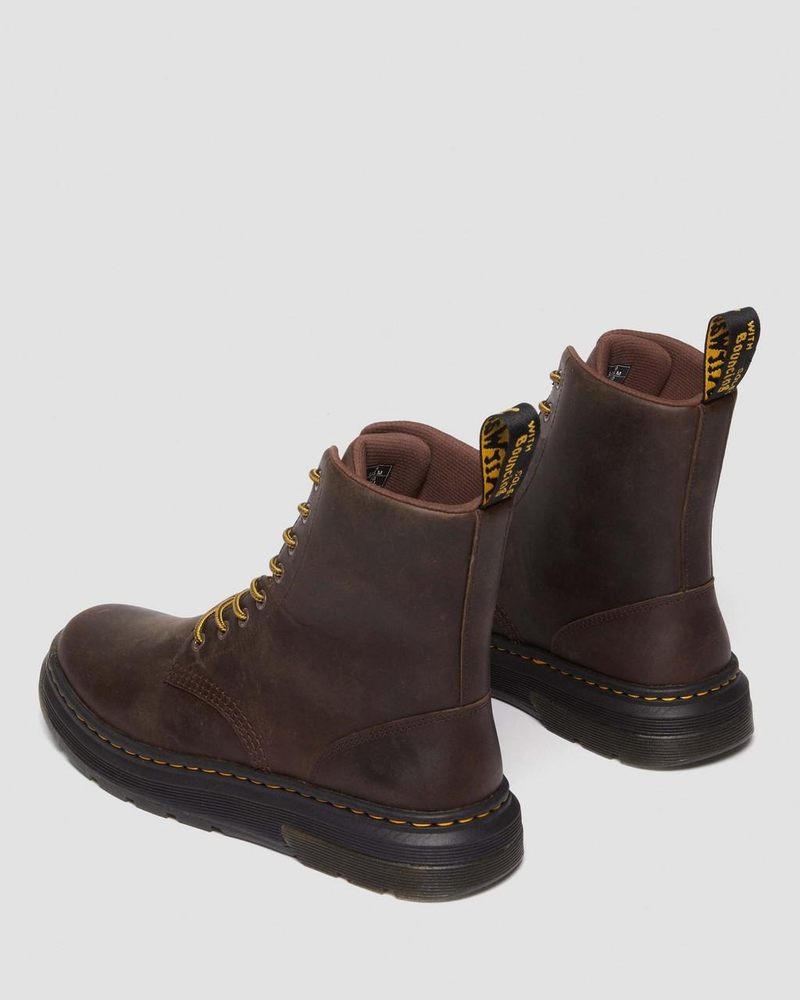 Dr Doc Martens Crewson Crazy Horse Cuero Everyday Boots (Crazy Horse) Marrom Oscuro | RX78-A2CK