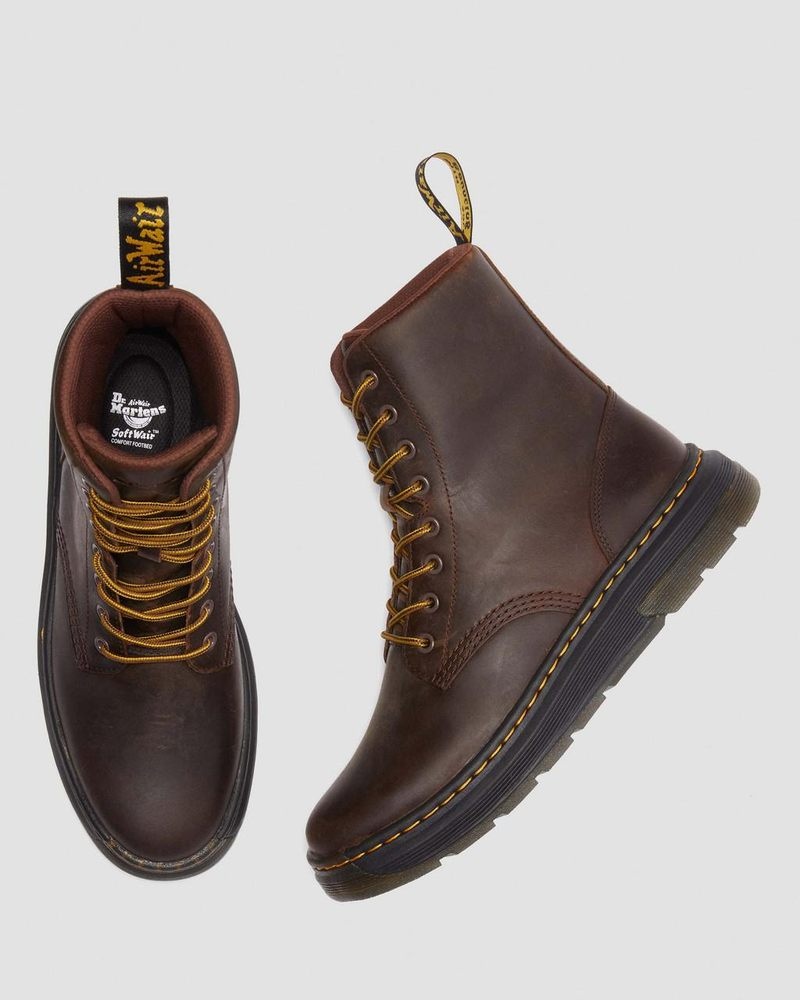 Dr Doc Martens Crewson Crazy Horse Cuero Everyday Boots (Crazy Horse) Marrom Oscuro | RX78-A2CK