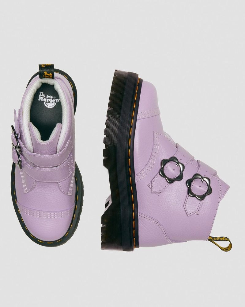 Dr Doc Martens Devon Flower Hebilla Cuero Plataforma Boots (Milled Nappa) Lilac | FL92-R1GJ