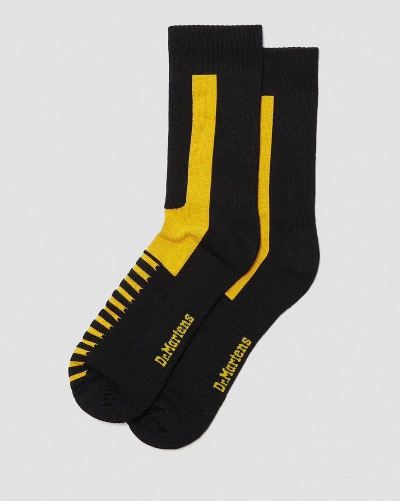 Dr Doc Martens Double Doc Algodon Blend Socks (Algodon Blend) Black+Yellow | YJ56-B4ZS