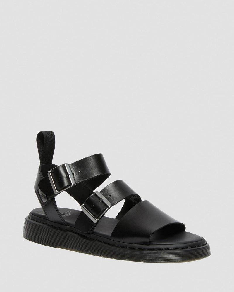 Dr Doc Martens Gryphon Brando Cuero Gladiator Sandals (Brando) Negros | SB96-O4RS