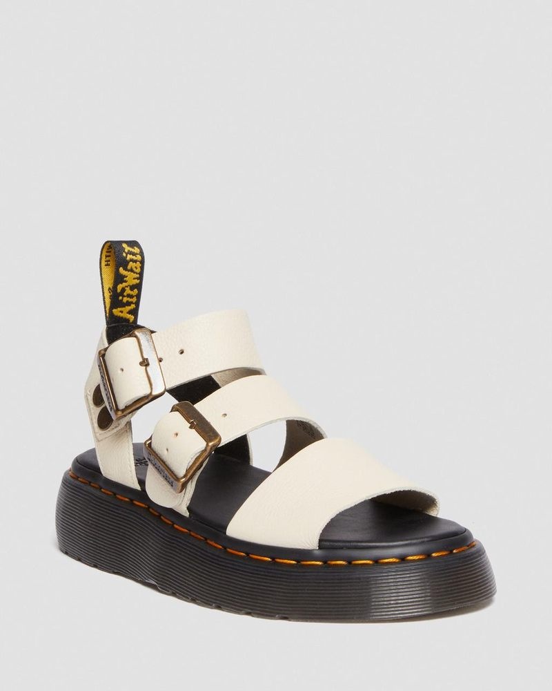 Dr Doc Martens Gryphon Pisa Cuero Plataforma Sandals (Pisa) Beige | NN80-J1JW