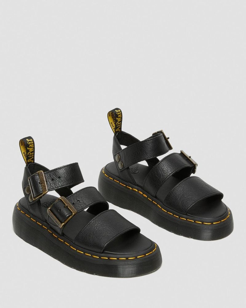 Dr Doc Martens Gryphon Pisa Cuero Plataforma Sandals (Pisa) Negros | AU90-I6TM