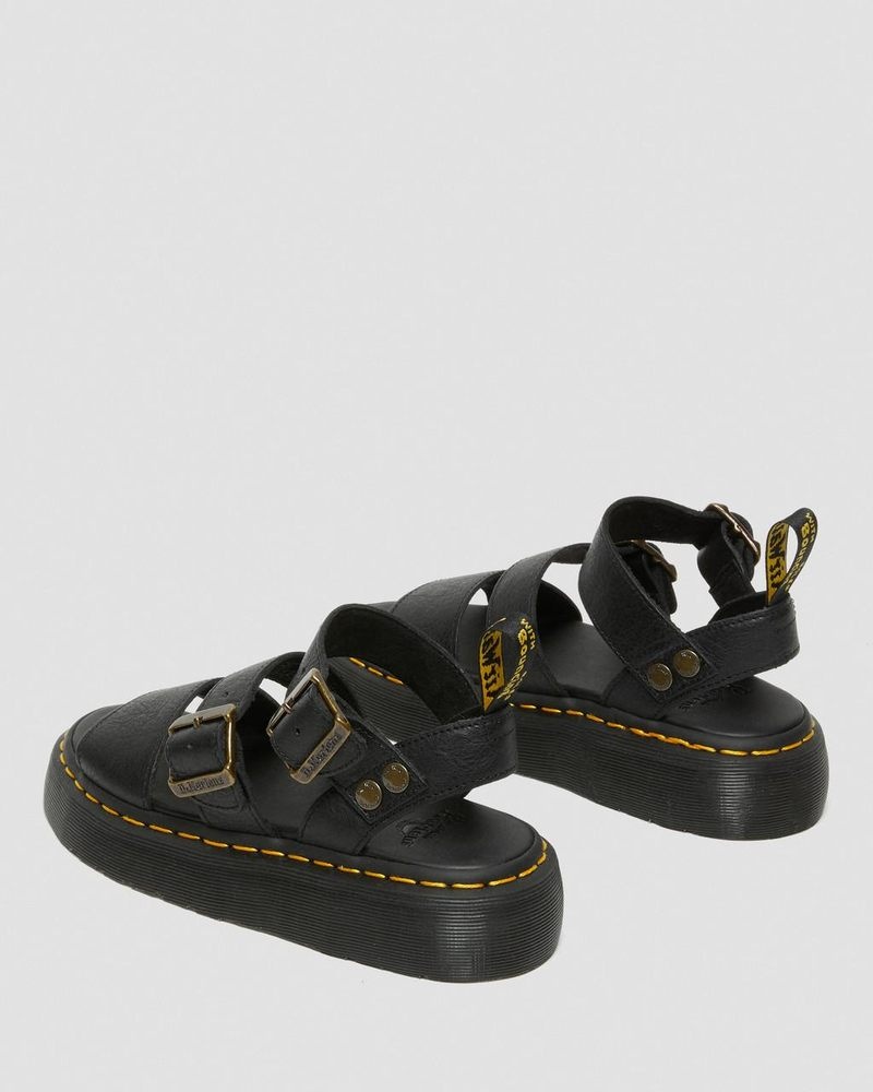 Dr Doc Martens Gryphon Pisa Cuero Plataforma Sandals (Pisa) Negros | AU90-I6TM