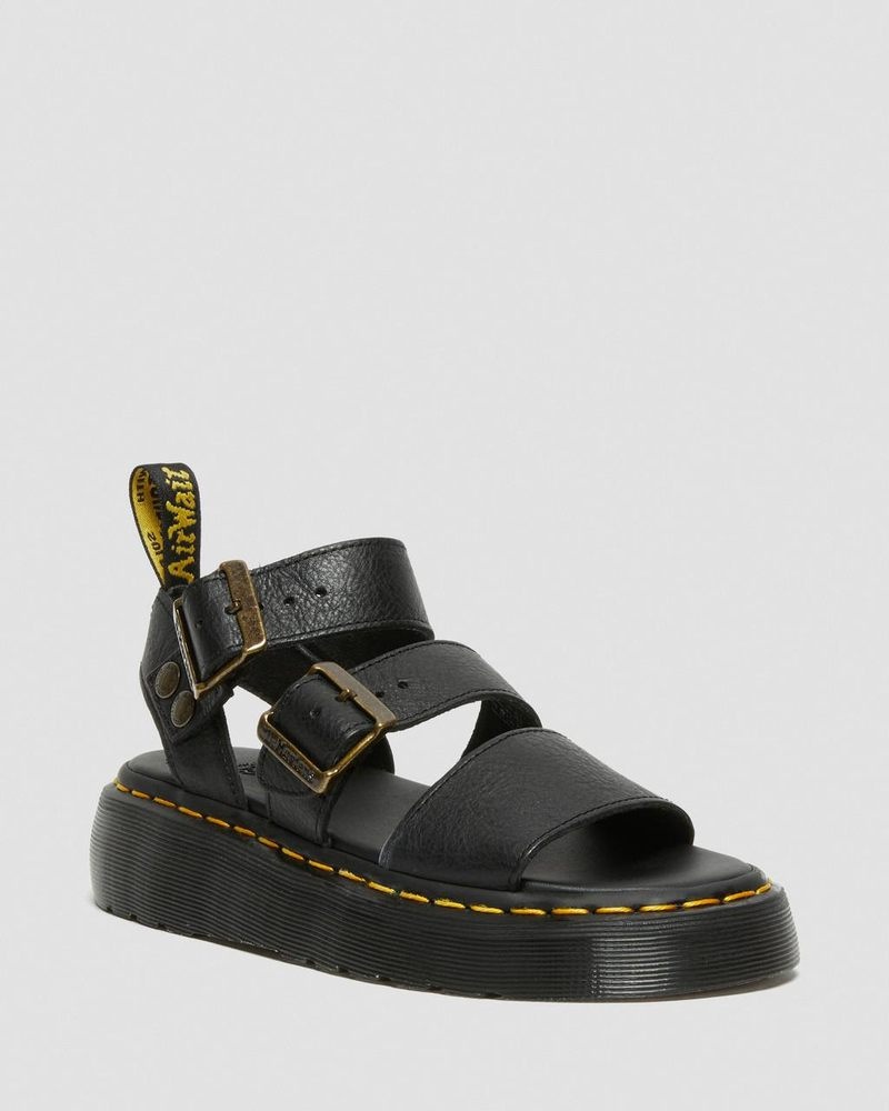 Dr Doc Martens Gryphon Pisa Cuero Plataforma Sandals (Pisa) Negros | AU90-I6TM