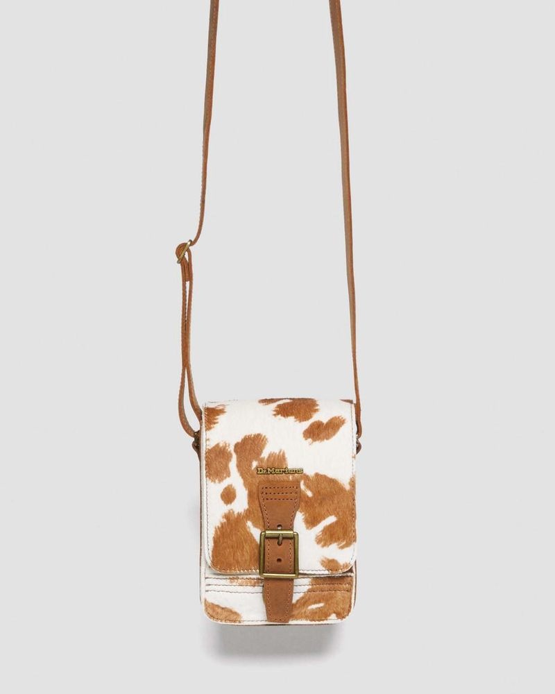 Dr Doc Martens Hair-On Cow Print Vertical Crossbody Bag (Hair On) Warm Tan | ZI56-V6VD