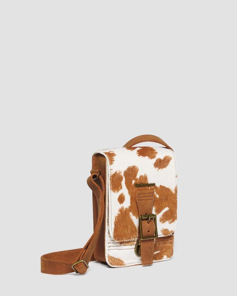 Dr Doc Martens Hair-On Cow Print Vertical Crossbody Bag (Hair On) Warm Tan | ZI56-V6VD