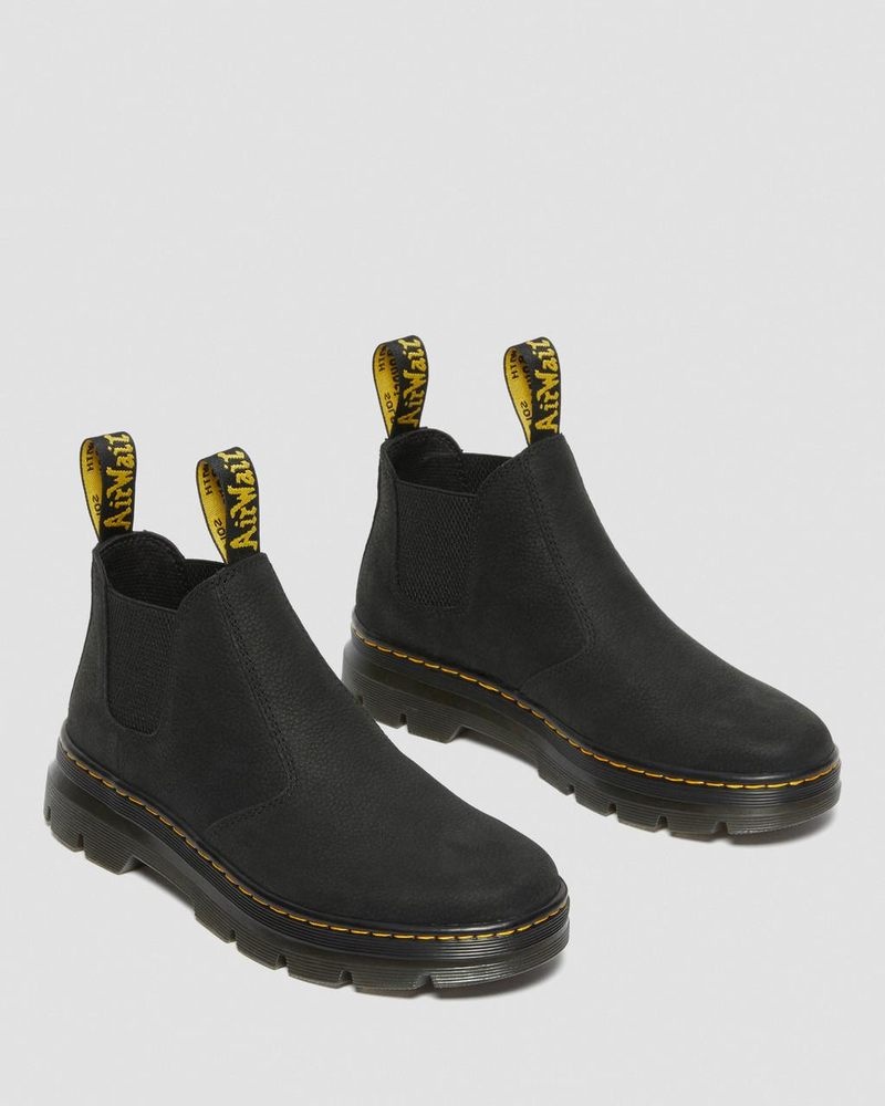 Dr Doc Martens Hardie II Cuero Chelsea Trabajo Boots (Pit Quarter) Negros | OX04-Q9EG