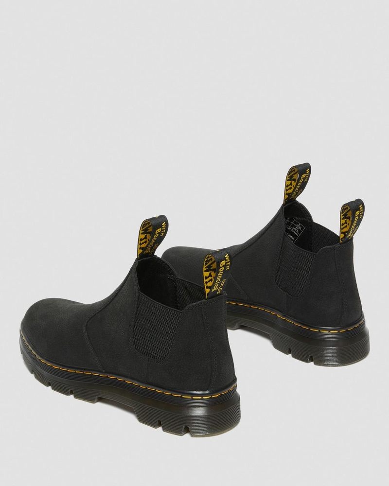 Dr Doc Martens Hardie II Cuero Chelsea Trabajo Boots (Pit Quarter) Negros | OX04-Q9EG