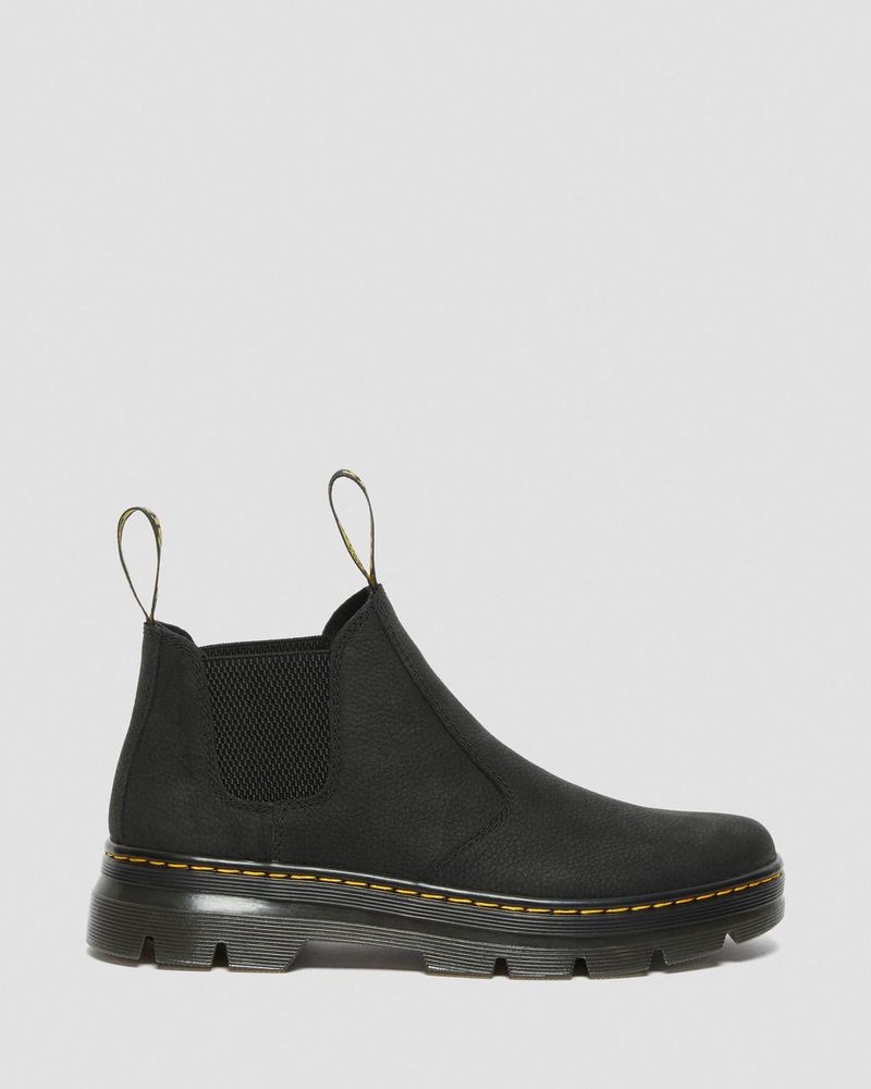 Dr Doc Martens Hardie II Cuero Chelsea Trabajo Boots (Pit Quarter) Negros | OX04-Q9EG