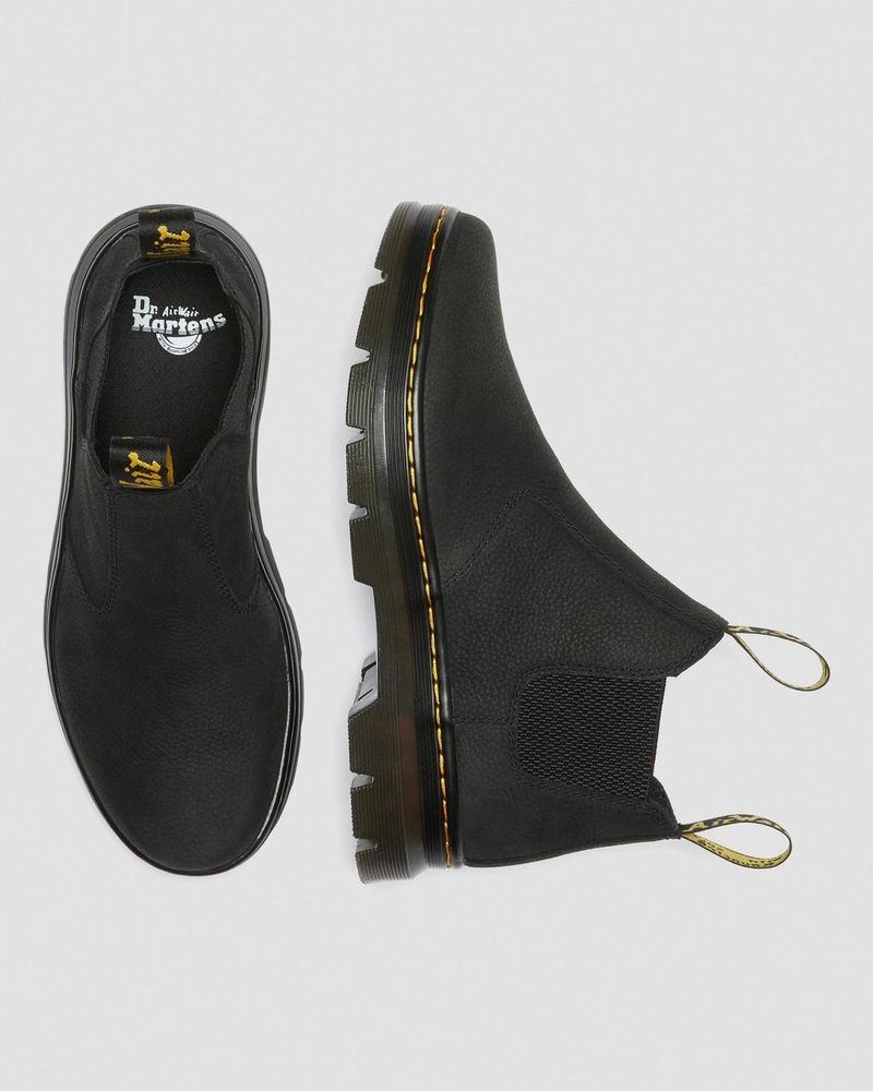 Dr Doc Martens Hardie II Cuero Chelsea Trabajo Boots (Pit Quarter) Negros | OX04-Q9EG