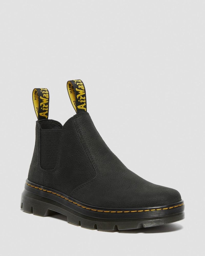 Dr Doc Martens Hardie II Cuero Chelsea Trabajo Boots (Pit Quarter) Negros | OX04-Q9EG