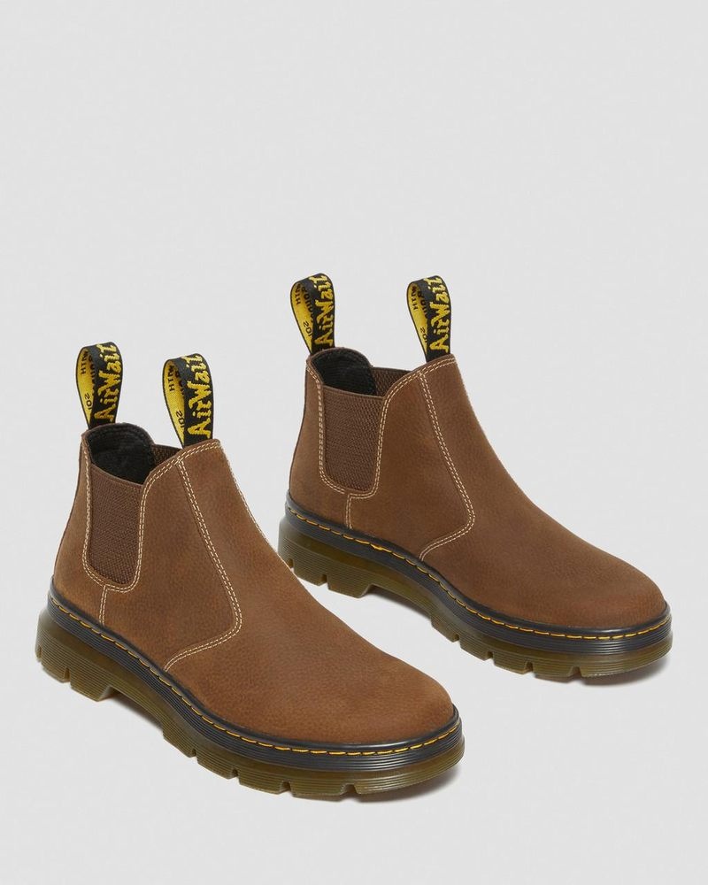 Dr Doc Martens Hardie II Cuero Chelsea Trabajo Boots (Pit Quarter) Creme | IK89-K9QY