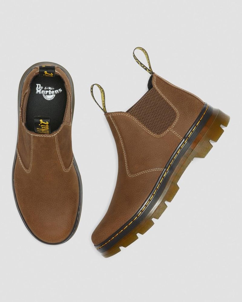 Dr Doc Martens Hardie II Cuero Chelsea Trabajo Boots (Pit Quarter) Creme | IK89-K9QY