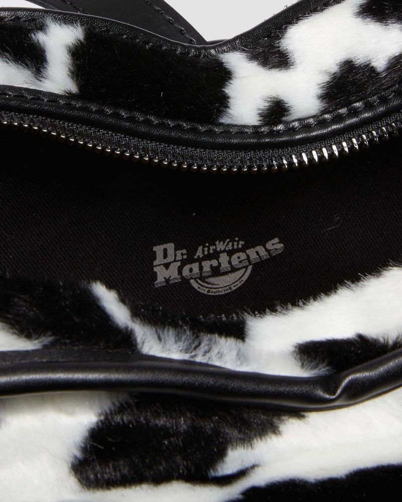 Dr Doc Martens Heart Shaped Faux Fur Cow Print Backpack (Cow Print + Kiev) Black+White | BR36-W6JA