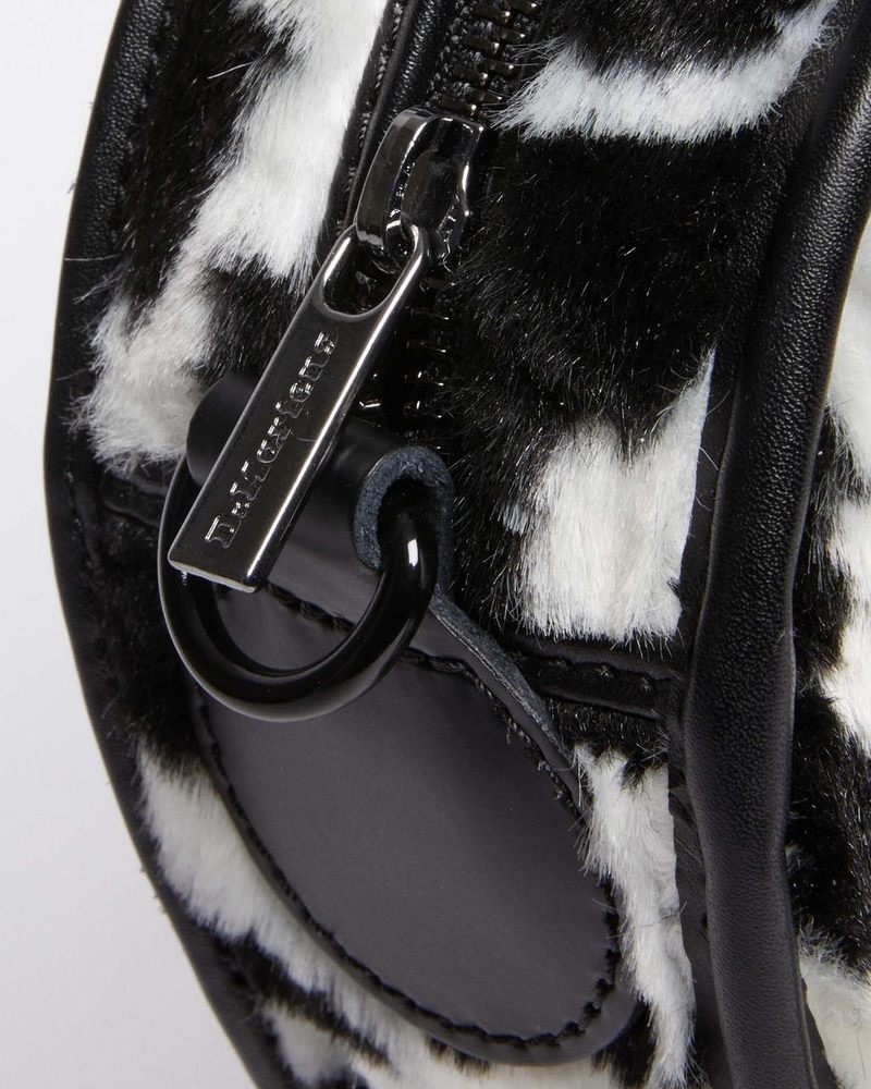 Dr Doc Martens Heart Shaped Faux Fur Cow Print Backpack (Cow Print + Kiev) Black+White | BR36-W6JA