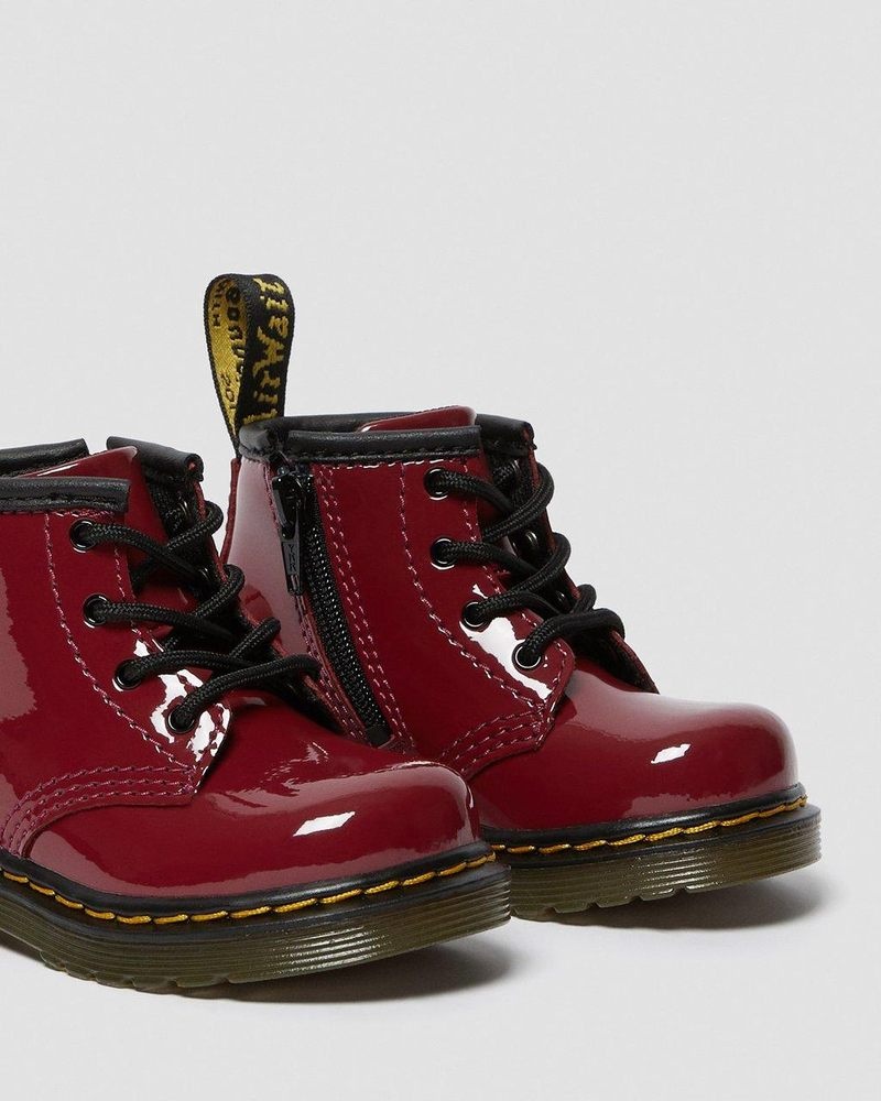 Dr Doc Martens Infant 1460 Charol Cuero Encaje Up Boots (Charol Cuero) Rojos Oscuro | KV09-T9SX