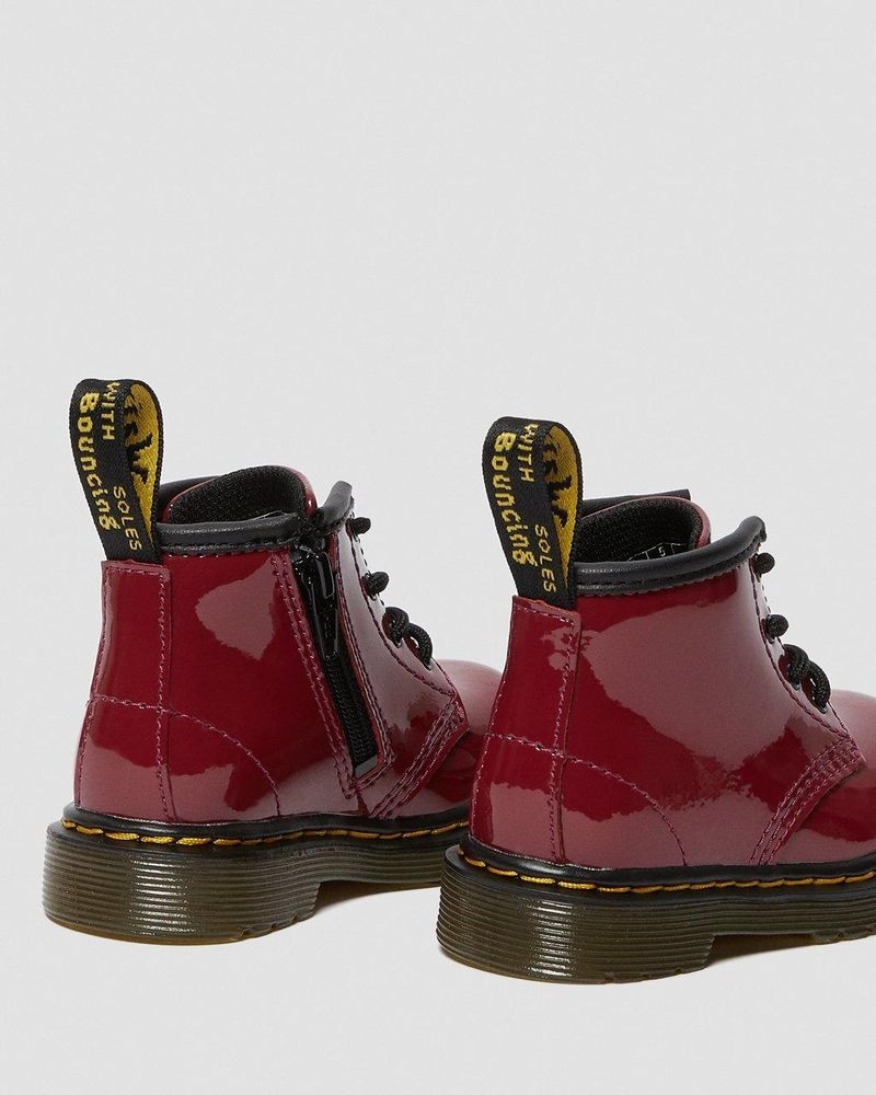 Dr Doc Martens Infant 1460 Charol Cuero Encaje Up Boots (Charol Cuero) Rojos Oscuro | KV09-T9SX