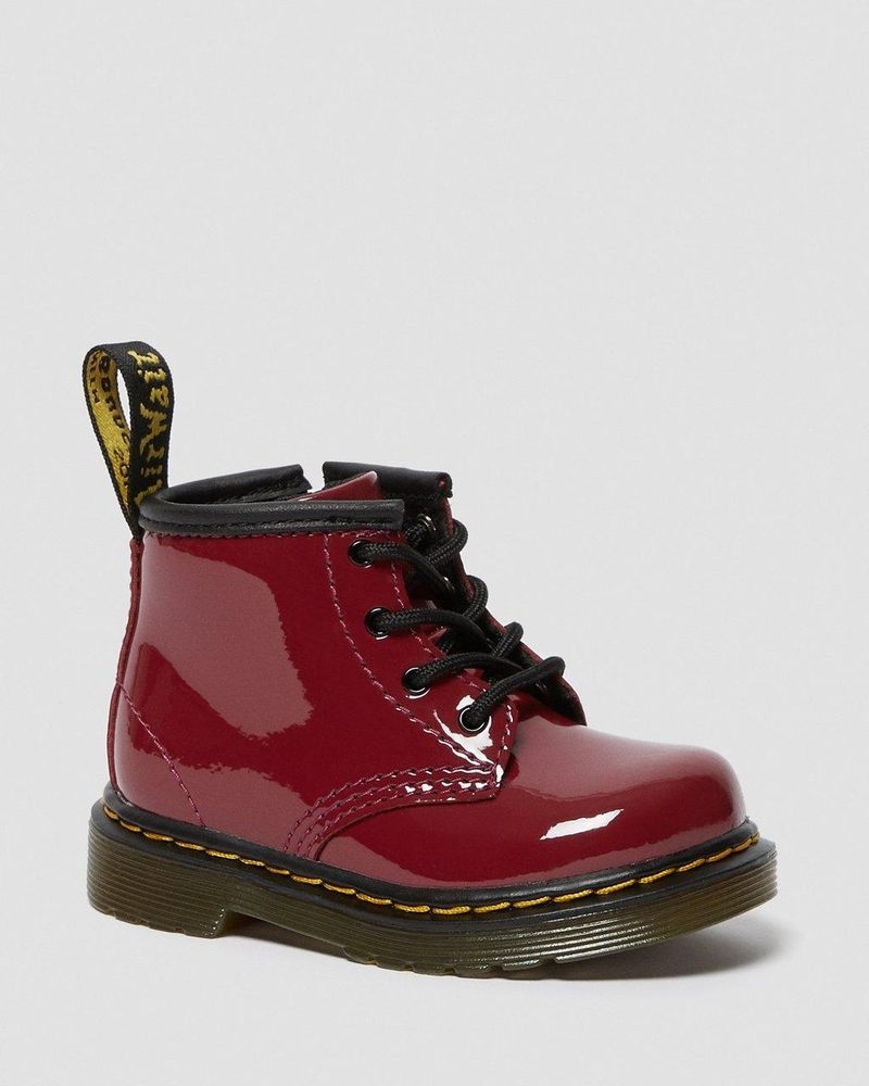 Dr Doc Martens Infant 1460 Charol Cuero Encaje Up Boots (Charol Cuero) Rojos Oscuro | KV09-T9SX