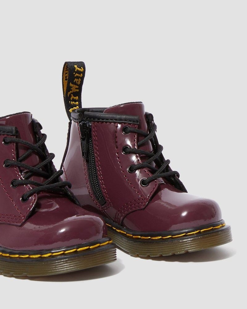 Dr Doc Martens Infant 1460 Charol Cuero Encaje Up Boots (Charol Cuero) Plum | TL86-T2WD