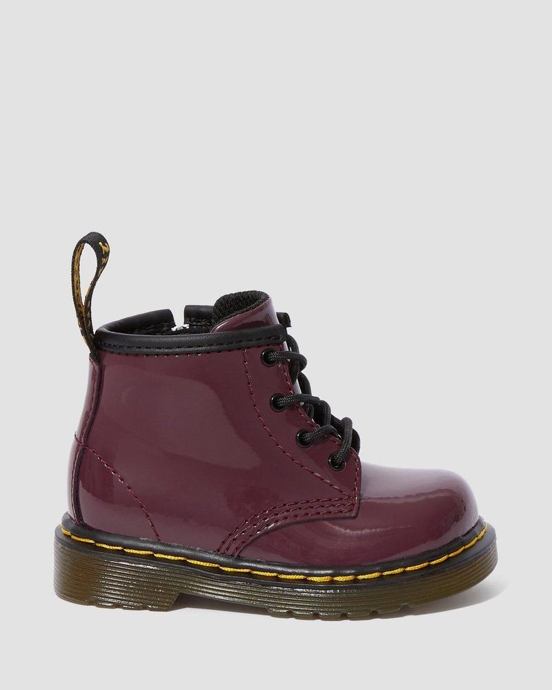 Dr Doc Martens Infant 1460 Charol Cuero Encaje Up Boots (Charol Cuero) Plum | TL86-T2WD