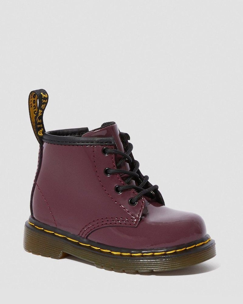 Dr Doc Martens Infant 1460 Charol Cuero Encaje Up Boots (Charol Cuero) Plum | TL86-T2WD