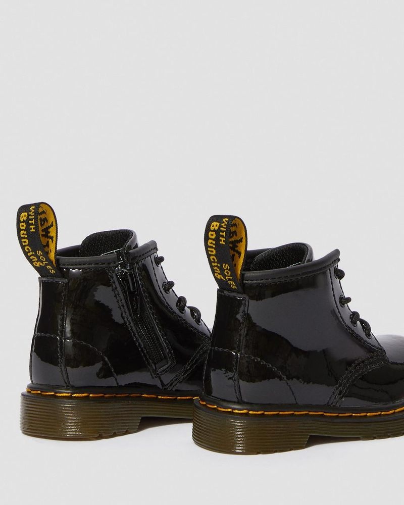 Dr Doc Martens Infant 1460 Charol Cuero Encaje Up Boots (Charol Cuero) Negros | RH87-U9SS