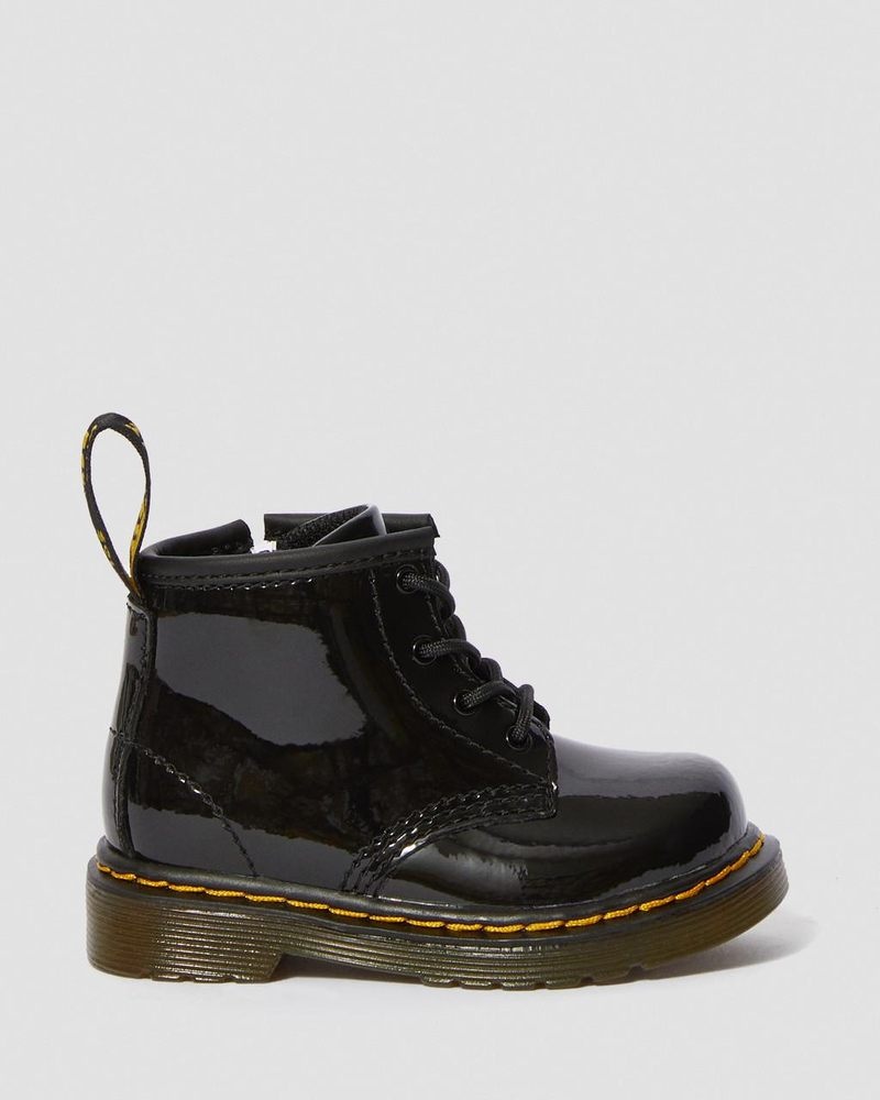 Dr Doc Martens Infant 1460 Charol Cuero Encaje Up Boots (Charol Cuero) Negros | RH87-U9SS