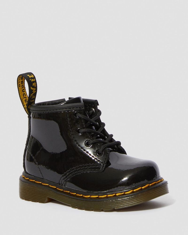 Dr Doc Martens Infant 1460 Charol Cuero Encaje Up Boots (Charol Cuero) Negros | RH87-U9SS