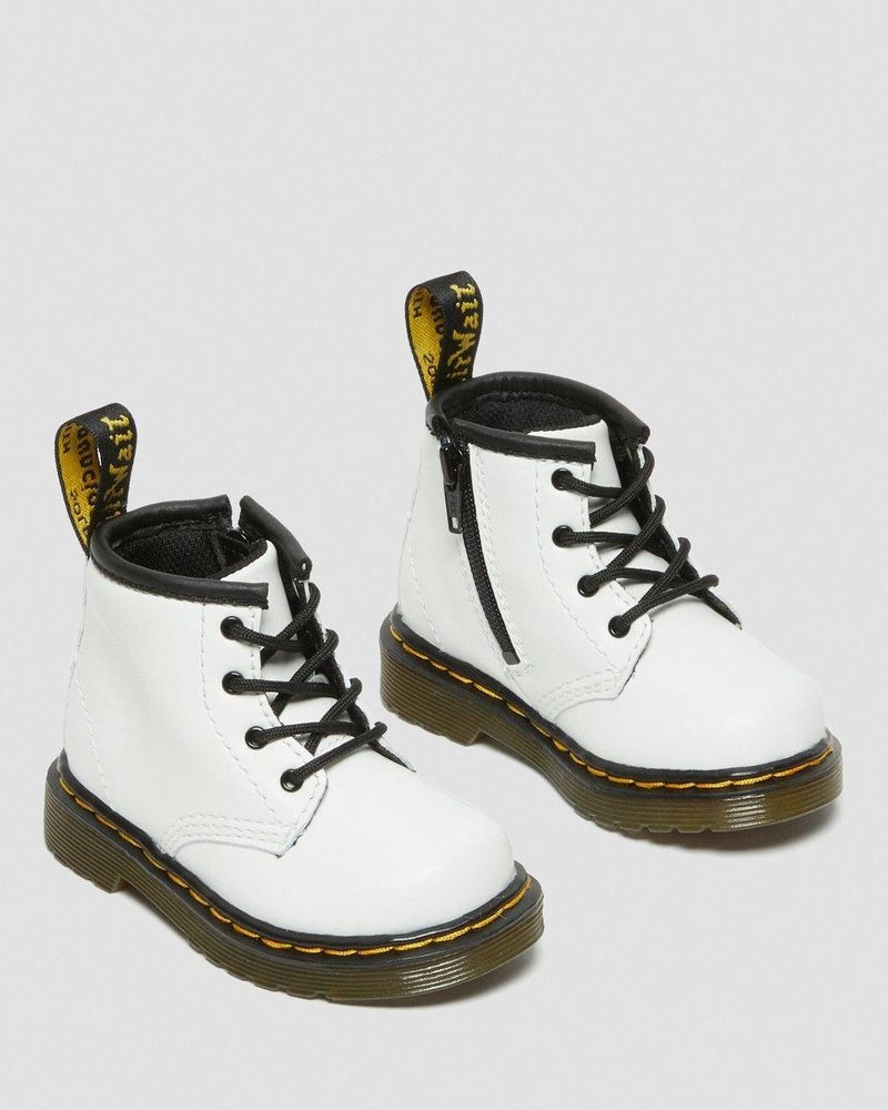 Dr Doc Martens Infant 1460 Cuero Encaje Up Boots (Romario) Blancos | MF35-X3LV