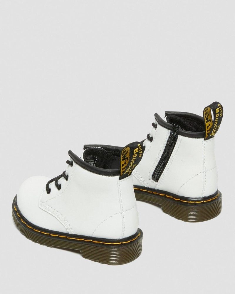 Dr Doc Martens Infant 1460 Cuero Encaje Up Boots (Romario) Blancos | MF35-X3LV