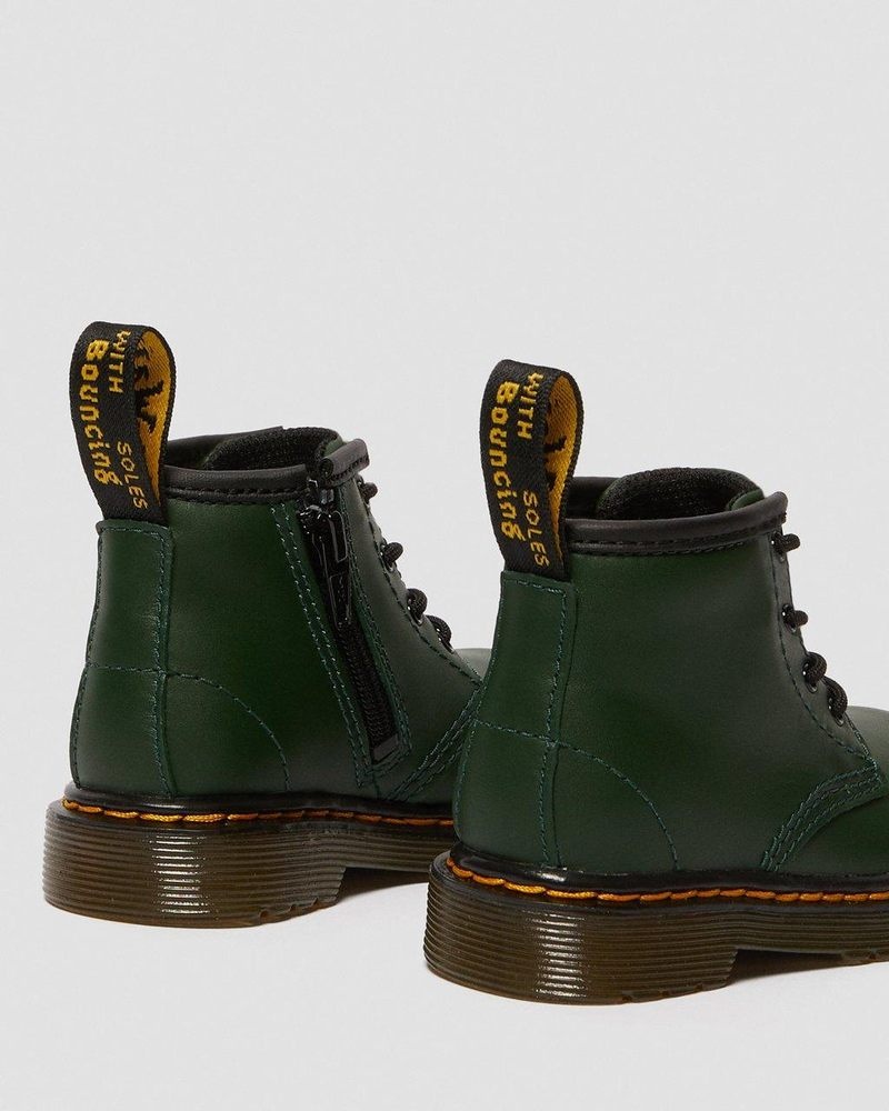 Dr Doc Martens Infant 1460 Cuero Encaje Up Boots (Romario) Verdes | EO46-P4LL