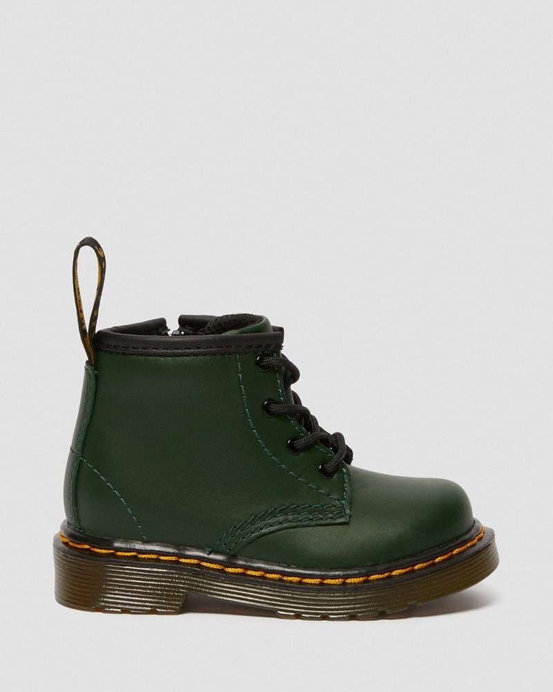 Dr Doc Martens Infant 1460 Cuero Encaje Up Boots (Romario) Verdes | EO46-P4LL