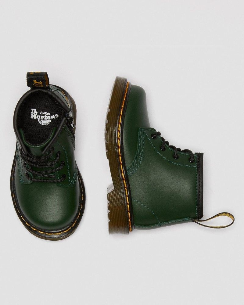 Dr Doc Martens Infant 1460 Cuero Encaje Up Boots (Romario) Verdes | EO46-P4LL