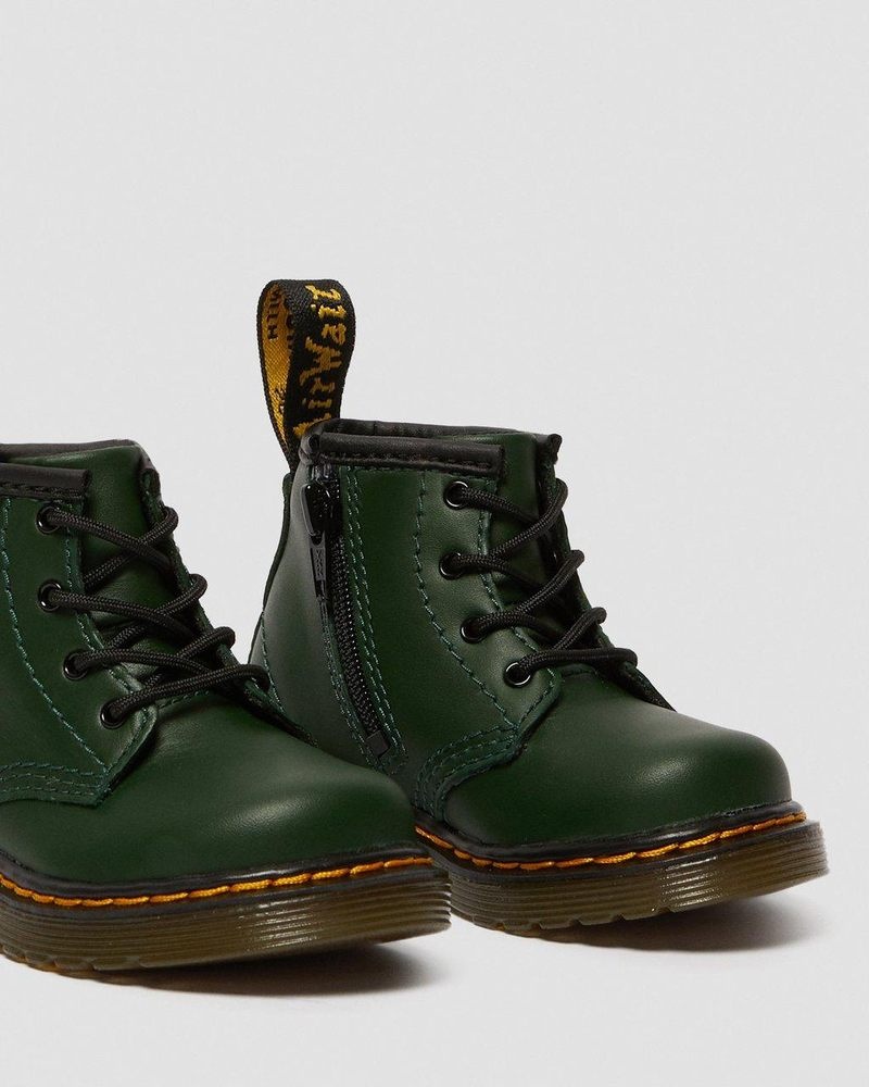 Dr Doc Martens Infant 1460 Cuero Encaje Up Boots (Romario) Verdes | EO46-P4LL