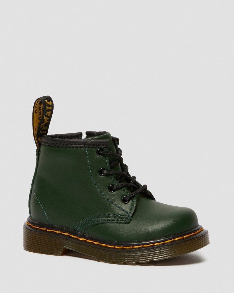 Dr Doc Martens Infant 1460 Cuero Encaje Up Boots (Romario) Verdes | EO46-P4LL