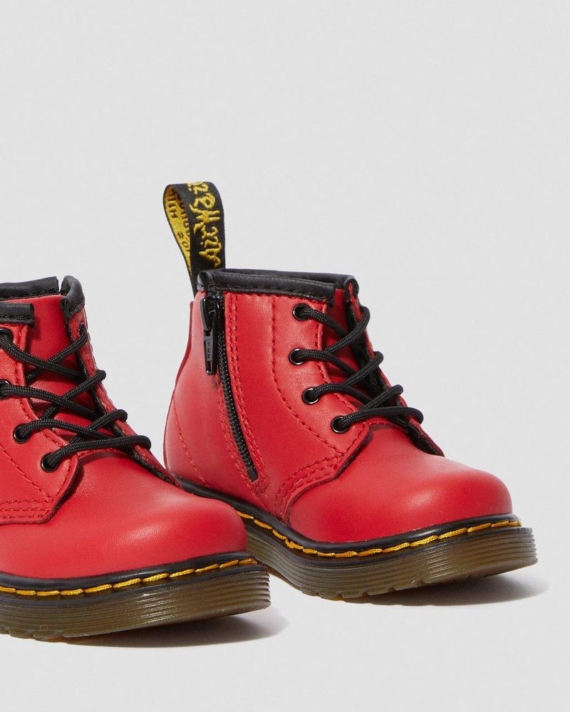 Dr Doc Martens Infant 1460 Cuero Encaje Up Boots (Romario) Rojos | GD37-A8KI