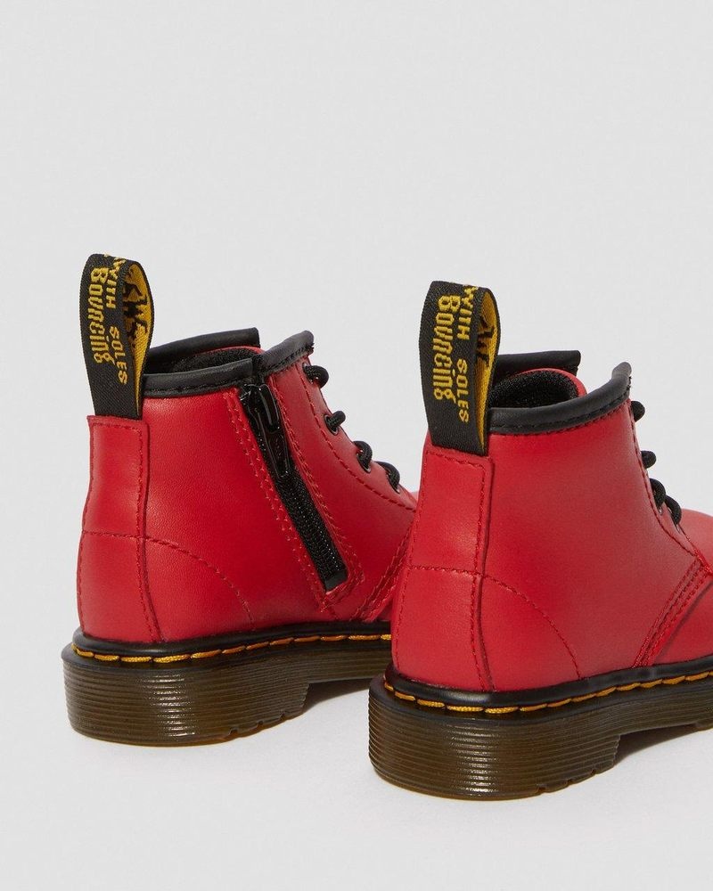 Dr Doc Martens Infant 1460 Cuero Encaje Up Boots (Romario) Rojos | GD37-A8KI