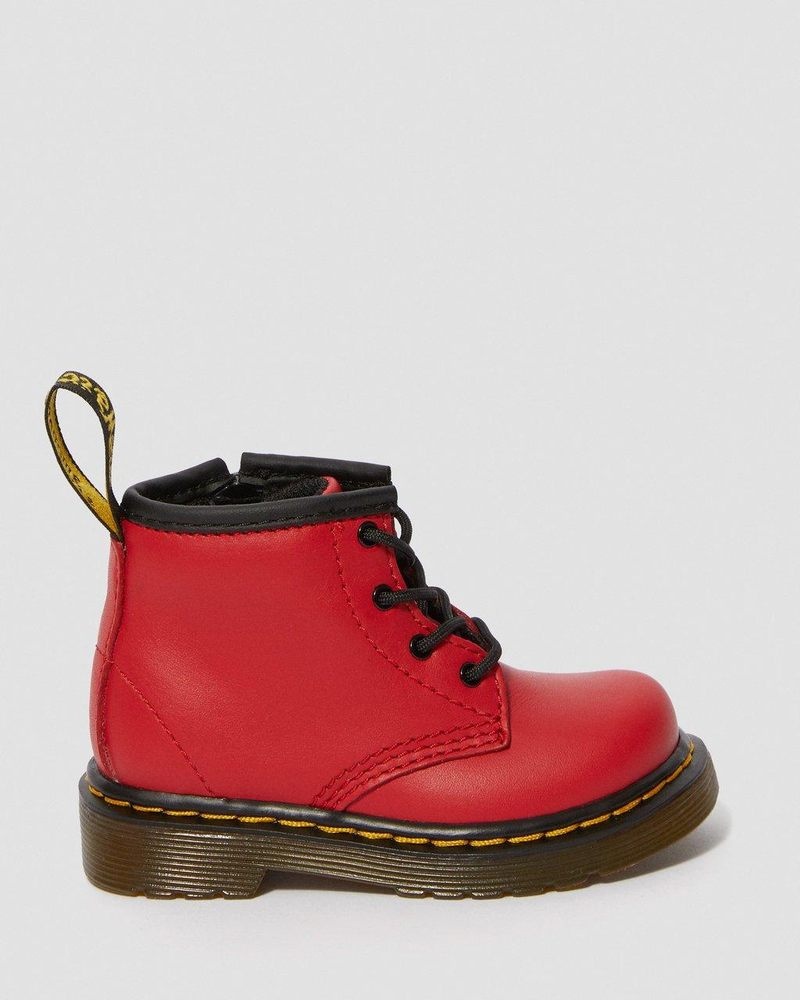 Dr Doc Martens Infant 1460 Cuero Encaje Up Boots (Romario) Rojos | GD37-A8KI