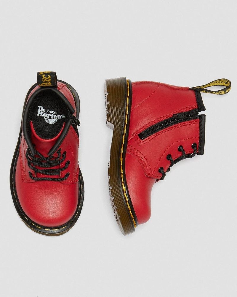 Dr Doc Martens Infant 1460 Cuero Encaje Up Boots (Romario) Rojos | GD37-A8KI