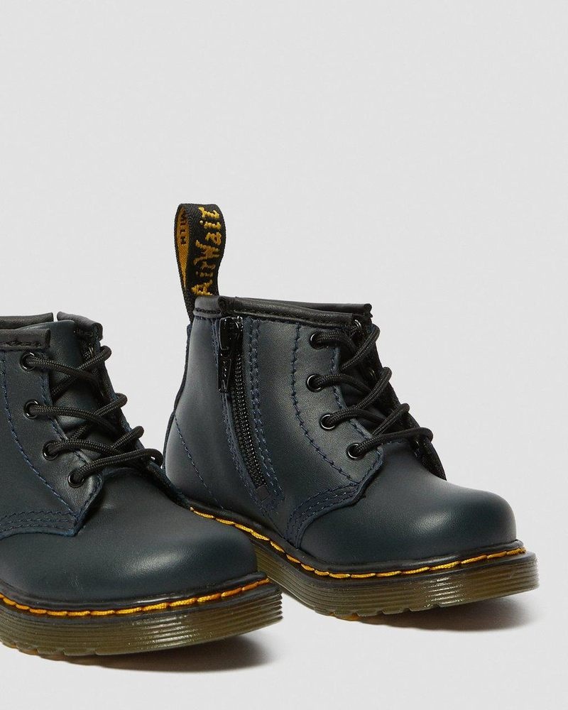 Dr Doc Martens Infant 1460 Cuero Encaje Up Boots (Romario) Azul Marino | CL70-T4SD