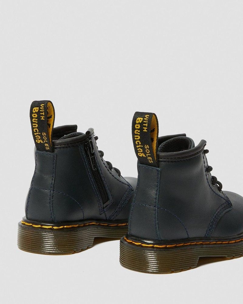 Dr Doc Martens Infant 1460 Cuero Encaje Up Boots (Romario) Azul Marino | CL70-T4SD