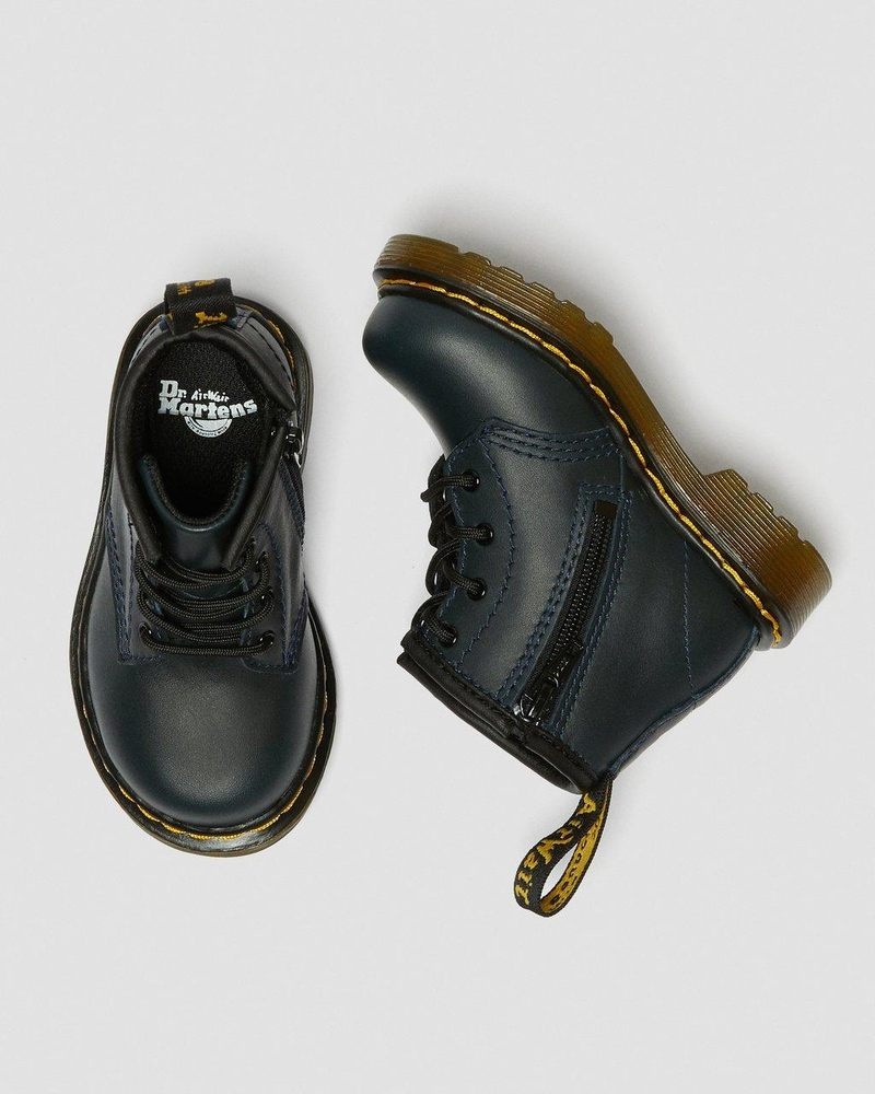 Dr Doc Martens Infant 1460 Cuero Encaje Up Boots (Romario) Azul Marino | CL70-T4SD