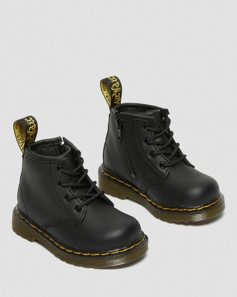 Dr Doc Martens Infant 1460 Softy T Cuero Encaje Up Boots (Softy T) Negros | XO21-B4RP