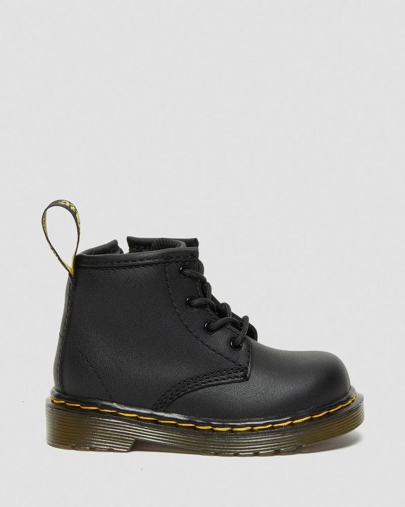 Dr Doc Martens Infant 1460 Softy T Cuero Encaje Up Boots (Softy T) Negros | XO21-B4RP