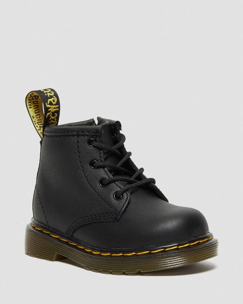 Dr Doc Martens Infant 1460 Softy T Cuero Encaje Up Boots (Softy T) Negros | XO21-B4RP