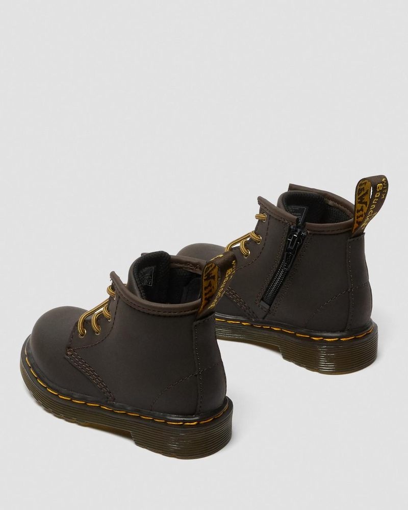 Dr Doc Martens Infant 1460 Wildhorse Cuero Encaje Up Boots (Wildhorse Lamper) Marrom Oscuro | RG00-G1LP